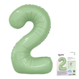 Аг 40 Цифра "2" Олива Slim в упаковке / 1 шт /, Фольгированный шар, AGURA, Россия