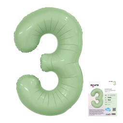 Аг 40 Цифра "3" Олива Slim в упаковке / 1 шт /, Фольгированный шар, AGURA, Россия