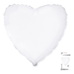 И 18 Сердце Белый в упаковке / Heart White / 1 шт /, Фольгированный шар