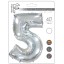 И40 Цифра "5" серебро в упаковке / Five / 1 шт /, Фольгированный шар