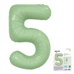 Аг 40 Цифра "5" Олива Slim в упаковке / 1 шт /, Фольгированный шар, AGURA, Россия