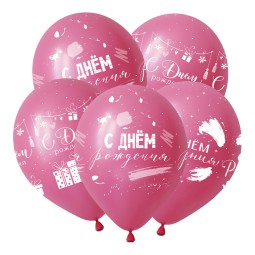 V 12 СДР на розовом шаре, Ассорти Пастель / 50 шт. /, Латексный шар