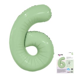 Аг 40 Цифра "6" Олива Slim в упаковке / 1 шт /, Фольгированный шар, AGURA, Россия