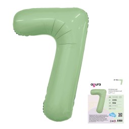 Аг 40 Цифра "7" Олива Slim в упаковке / 1 шт /, Фольгированный шар, AGURA, Россия