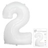 И40 Цифра "2" белый в упаковке/ Two / 1 шт / Фольгированный шар