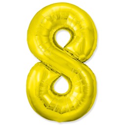 И 40 Цифра "8" золото Slim в упаковке / Eight Slim / 1 шт /, Фольгированный шар