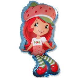 Фольгированный фигурный шар "Девочка-клубничка" 37"/94 см