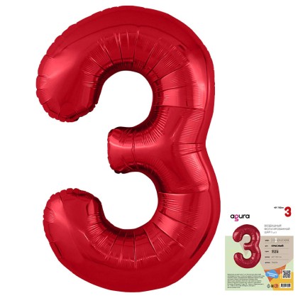 Цифра "3" Красный Slim в упаковке