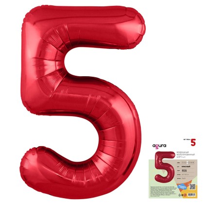 Цифра "5" Красный Slim в упаковке