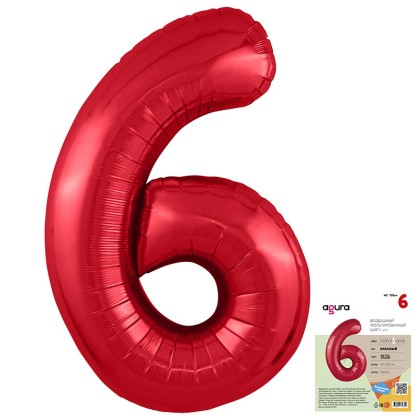 Цифра "6" Красный Slim в упаковке