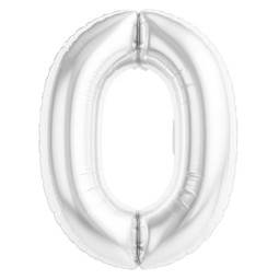 Аг 40 Цифра "0" Белый блеск Slim в упаковке / 1 шт /, Фольгированный шар