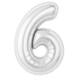 Аг 40 Цифра "6" Белый блеск Slim в упаковке / 1 шт /, Фольгированный шар