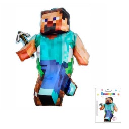 К 34 Пиксельный человек, фигура в упаковке / Pixel man / 1 шт /, Фольгированный шар, ВЕСЕЛУХА, Китай