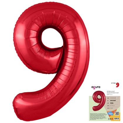 Цифра "9" Красный Slim в упаковке