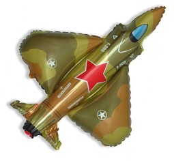Фольгированный фигурный шар "Супер истребитель военный" 39"/99*97 см
