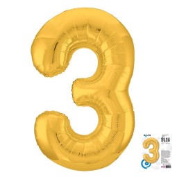 Цифра "3" Золото Slim в упаковке