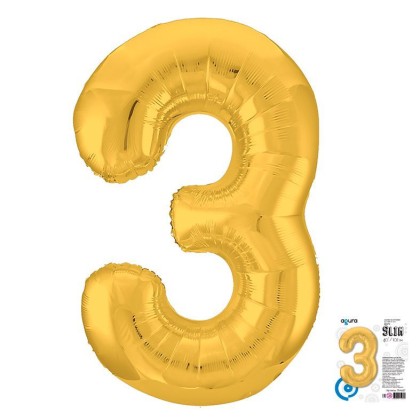 Цифра "3" Золото Slim в упаковке
