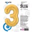 Цифра "3" Золото Slim в упаковке