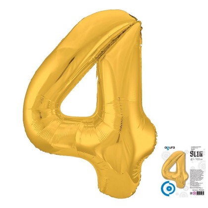 Цифра "4" Золото Slim в упаковке