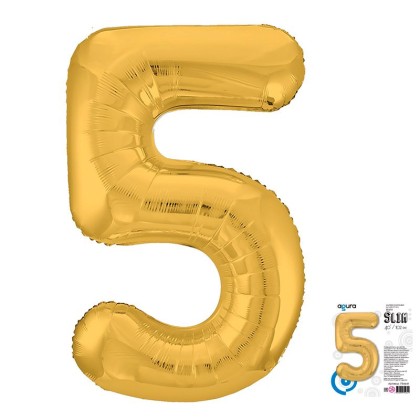 Цифра "5" Золото Slim в упаковке